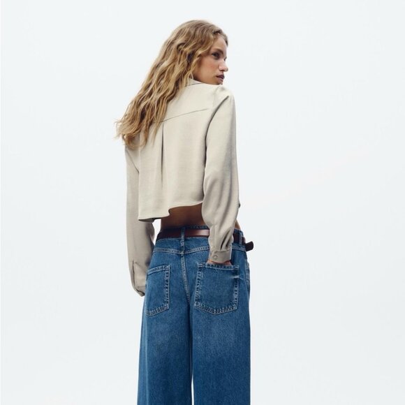 NWT Zara Satin Effect Cropped Blouse - Picture 3 of 3